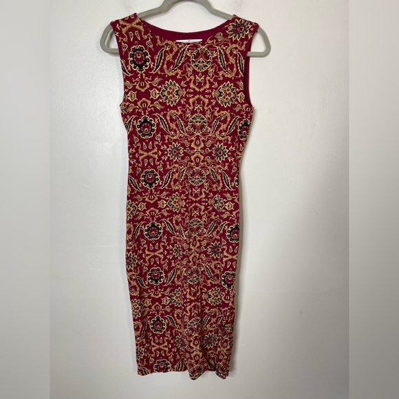 Peruvian Connection Stretchy Bodycon Midi Dress Pima Cotton Size M Sleeveless - Picture 3 of 11